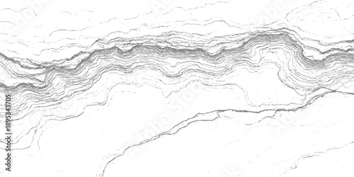 Abstract grey wavy lines and dots pattern on white background