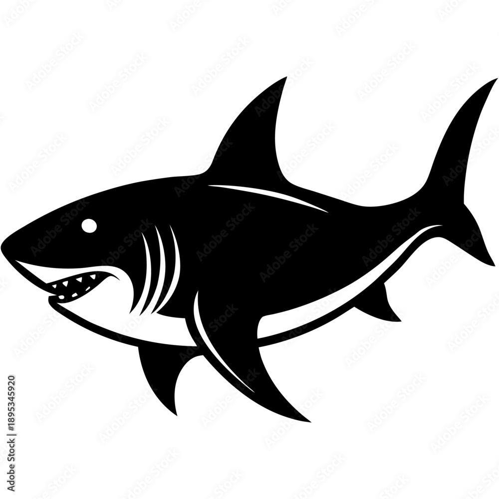 Obraz premium Shark vector silhouette Single collection