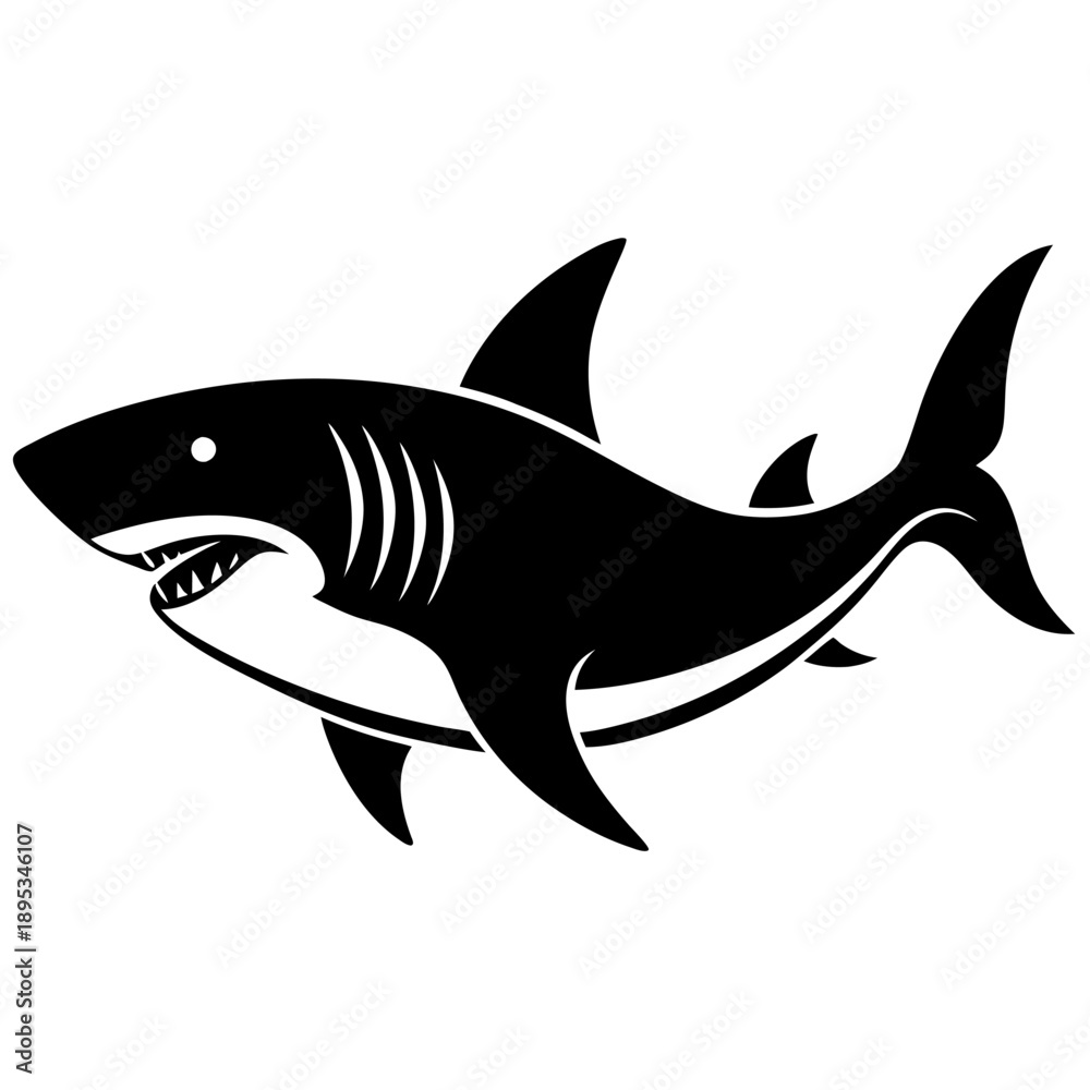 Fototapeta premium Shark vector silhouette Single collection