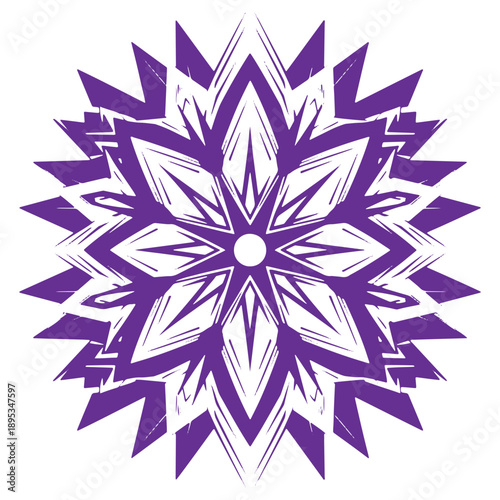 Intricate Purple Snowflake Design Isolated on Transparent Background for Winter Decorations