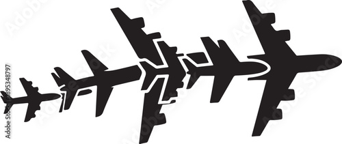 Airplanes in Formation Flight Silhouette Vector Illustration Graphic Design