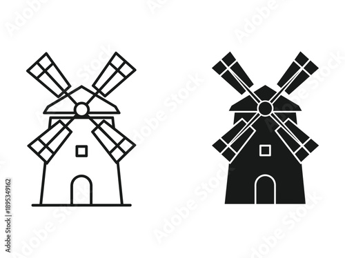 Classic Windmill Vector Illustration