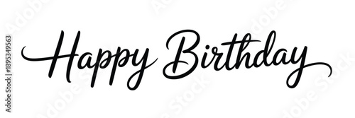 Black happy birthday text on white background