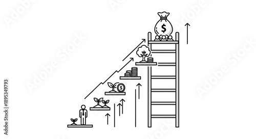 Financial growth and career ladder progression concept illustration.