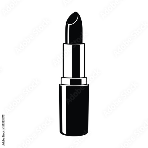 Black lipstick in a silver tube a cosmetic product illustration