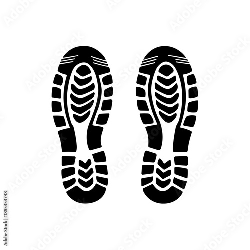 Pair of Detailed Shoe Sole Footprints Silhouette