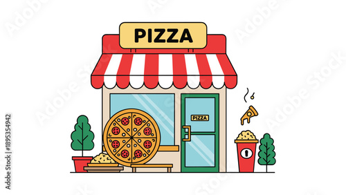 Delicious Pizza Shop Illustration