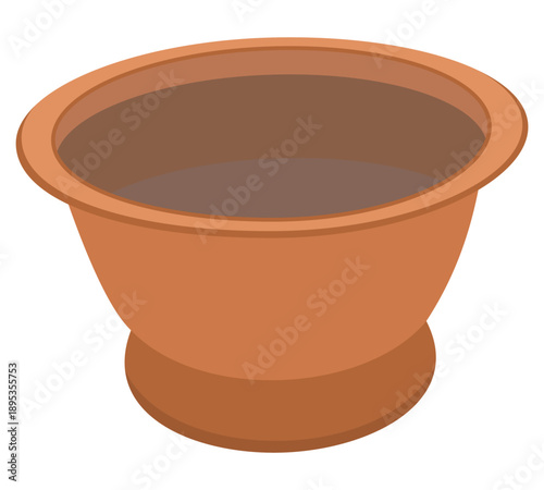 Terracotta clay bowl illustration isolated on white background
