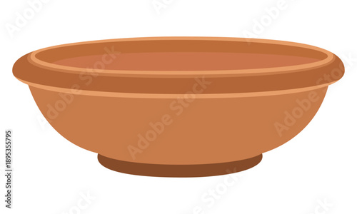 Simple clay bowl illustration isolated on white background