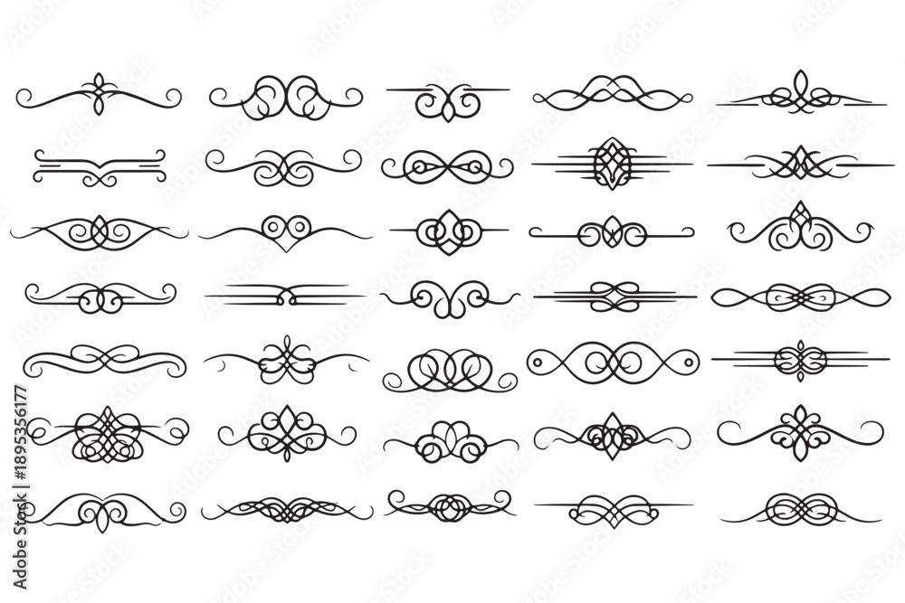Fototapeta premium A collection of elegant and intricate swirl designs on a white background