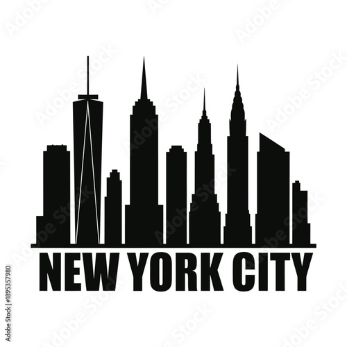 A striking black silhouette of the new york city skyline