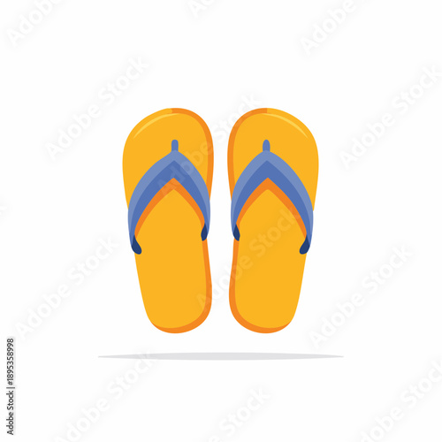 Pair of Yellow Flip-Flops for Summer Fun and Beach Vacation Outings and Tropical Holiday