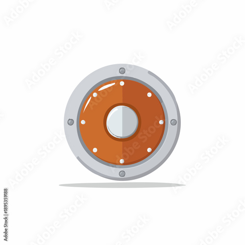 Cartoon Medieval Knight Shield Vector Graphic Battle Protection, Round Defensive Gear, Warrior Equipment Isolated