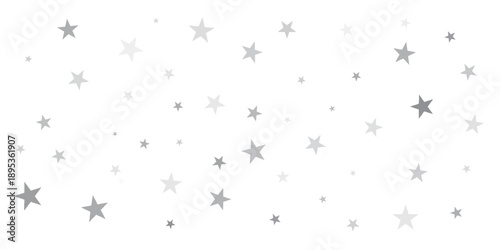 sparkling silver stars background, christmas light confetti falling. magic shining Flying stars on night sky glitter cosmic backdrop, sparkle vector border.