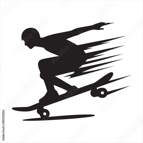 skateboard cruising vector silhouette line art logo concept collection