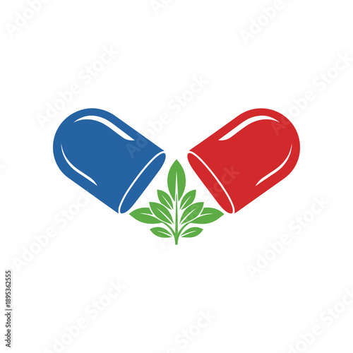 Vector Illustration of Pills with Leaf