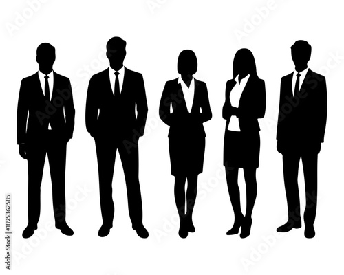 business people standing silhouette