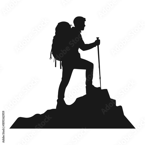 hiker mountain climber black silhouette