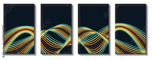 Abstract colorful 70s background vector. Vintage retro wallpaper with rainbow stripes and wavy lines. A 1970 color illustration suitable for posters, banners, decorative items and wall art.