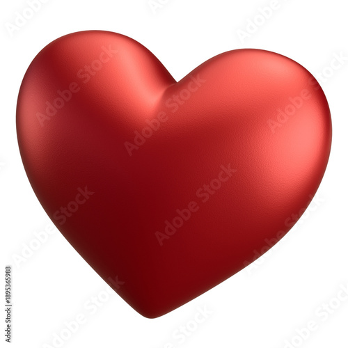 A smooth, red, 3D heart symbol isolated with transparent background, representing love and affection
