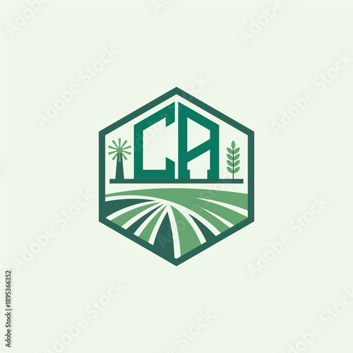 Modern Agricultural CA Logo Design. Letter CA Farm Logo and Field Icon for Eco-Friendly Branding. CA Sustainable Agriculture Emblem