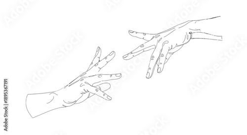 Two hands reaching towards each other in a gesture of connection and unity.