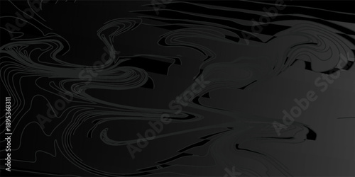 Weather Map Black Background with White Waves. Abstract Vector Seamless Pattern with Contour Lines. Monohrome Geometric Linear Topographic Texture.