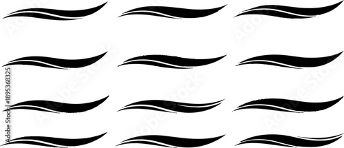 Elegant Black Swirls: A collection of graceful black brushstrokes dances across the canvas, their fluid forms echoing a sense of movement and artistry.