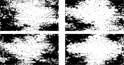 Grunge Texture Effect Set: A collection of four grungy texture borders, perfect for adding a gritty, weathered look to any design or artwork.