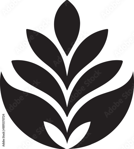 Photography Black and white butterfly with floral leaf design in clean vector silhouette sty