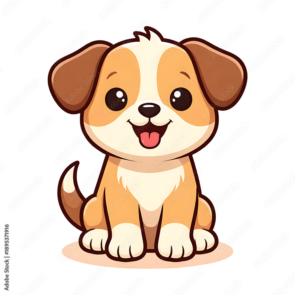 Obraz premium Cute Cartoon Puppy Dog Illustration Isolated on Transparent Background
