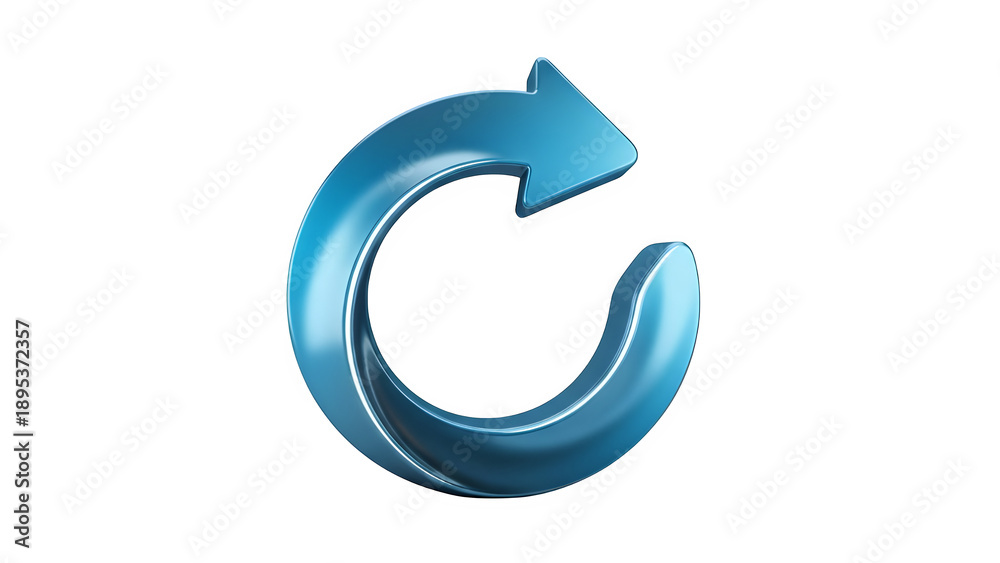 Naklejka premium A shiny blue refresh icon isolated on transparent background