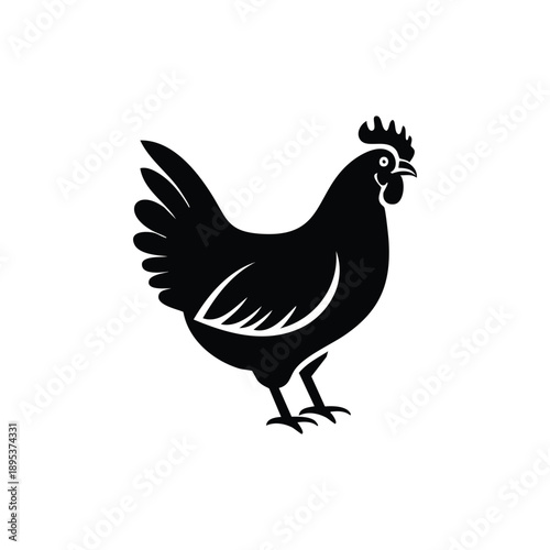 Rooster Chicken Icon – Farm Animal Poultry Silhouette Illustration