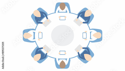 Business team collaborating around modern conference table