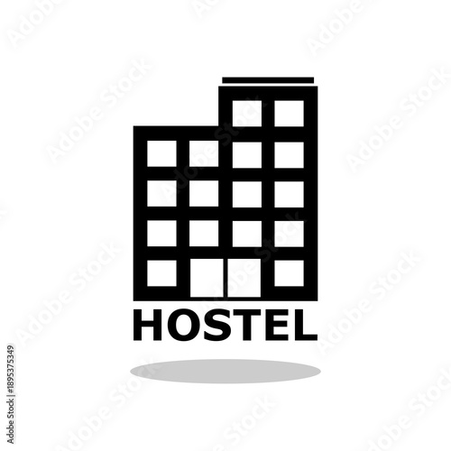 Hostel simple icon with shadow