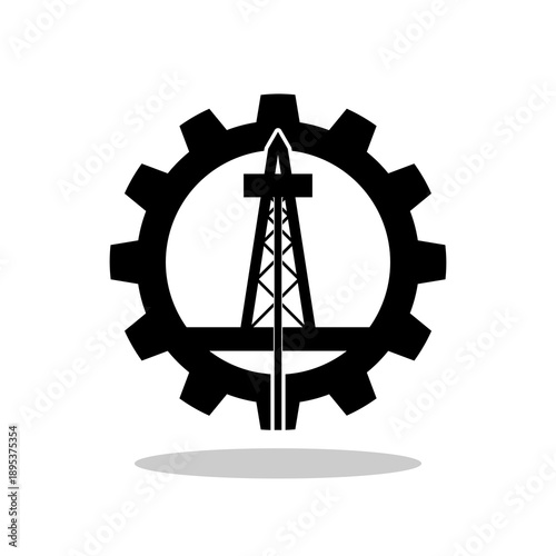 Oil mining gear icon with shadow