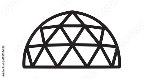 Geometric Dome Structure Illustration Featuring Triangles and Lines in a Simple Design