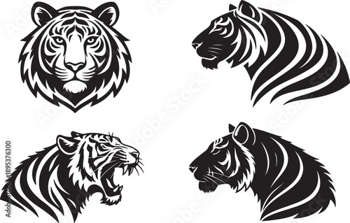 Wallpaper Mural Set of fierce tiger head vector illustrations in a bold tribal style Torontodigital.ca