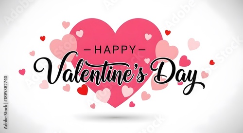 Wallpaper Mural Happy valentine's day greeting with pink heart and romantic decorations Torontodigital.ca