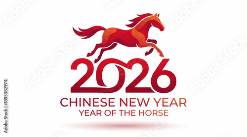2026 Chinese New Year Horse Vector – Elegant Typography with Stylized Horse and “馬” Character for Year of the Horse Cultural Festive Design