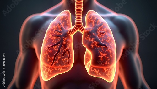 Human lungs illustration with glowing effect
