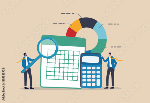 Accounting and finance expert, calculate budget, profit and loss, produce report graph from data, professional concept, business people accountants with calculator, spreadsheet producing reports