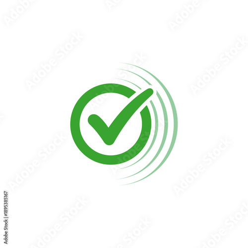 Photos Green Checkmark in Circle with Radiating Approval Waves Icon