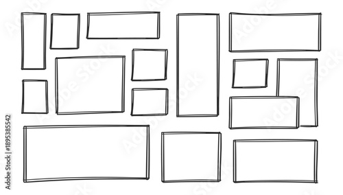 Geometric rectangle and square blocks layout abstract vector shapes grid composition minimal design elements on transparent background