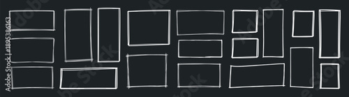 Hand drawn rectangle frame and border vector illustration set, editable sketch outline shapes, doodle graphic elements and simple artistic rectangle designs 