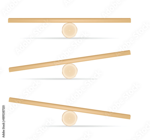 Wooden balance plank. vector illustration
