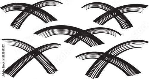 Black windshield wiper blades on white background illustration set