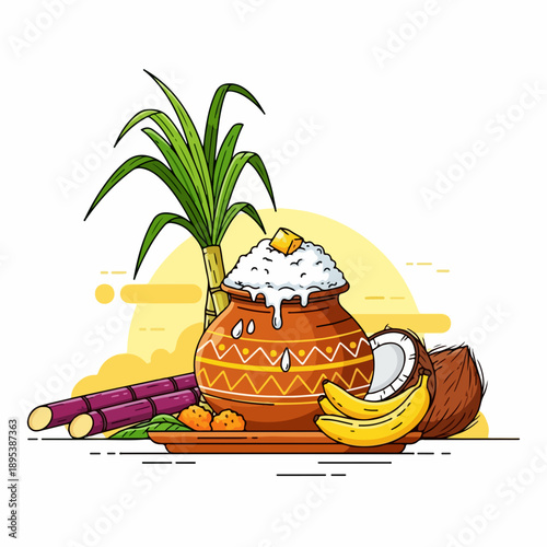 pongal easter card with bunny and eggs