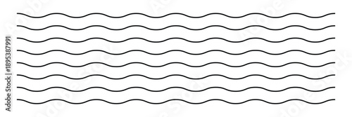 Wave zigzag line simple thin to thick element  design vector or single ripple curve zig zag  Vector black underlines, smooth end squiggly horizontal curvy squiggles . eps10