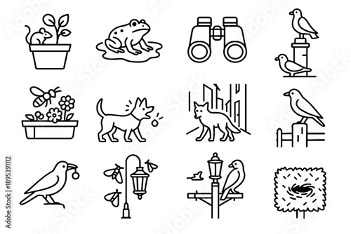 Urban icons icon object vector binoculars shiny mouse statue wildlife coyote light